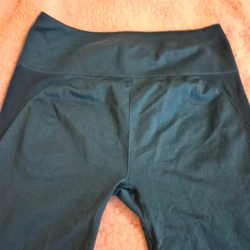 Seamless High Waisted Mesh Detail Athletic Leggings Teal Green Yoga Pant gymwear
